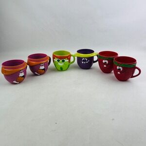 Vtg Pillsbury Funny Face 6 Mug Lot Pillsbury 1974 Strawberry Watermelon Grape